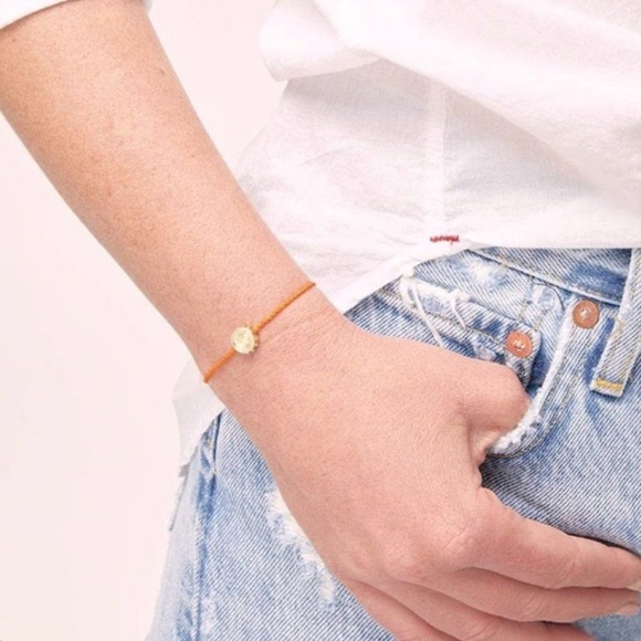 Gorjana Sacral Chakra Braided Nylon Bracelet Orange/18k Gold Plated Emblem - Picture 3 of 4